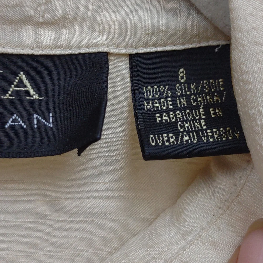 Dana Buchman Vintage All Silk Buttercream Yellow LS BU Asian Inspired Blouse - Picture 8 of 11